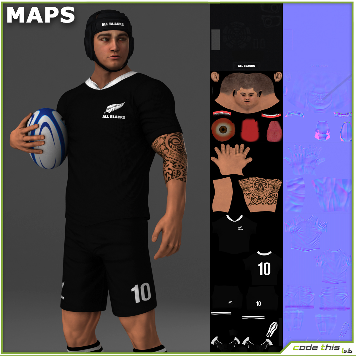 Rugby Player 4K 3D Model $149 - .obj .dae .fbx .max - Free3D