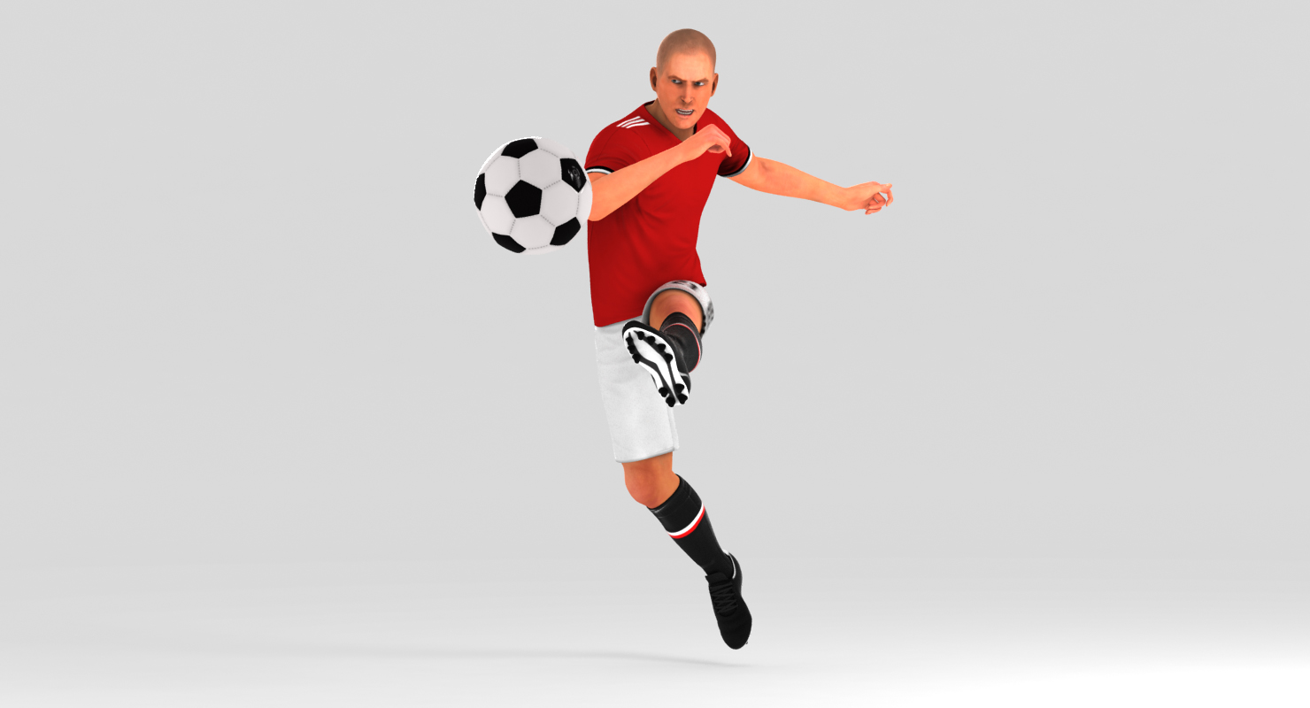 3D Soccer Football Black and Red Jersey Player-11 - TurboSquid