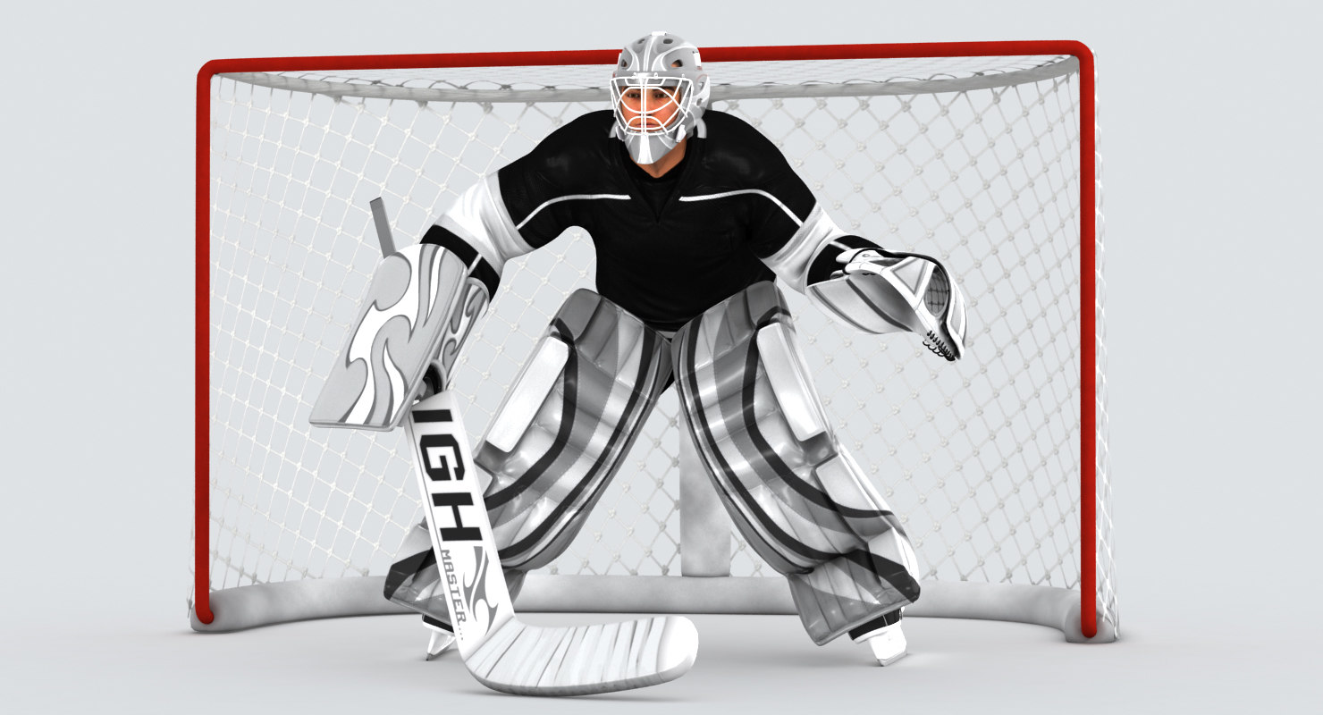 Hockey Goalie in Blue Jersey (0895) - 3D Model by 3DFarm